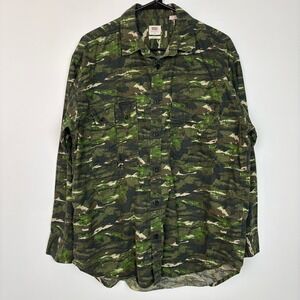 Levis Men Oversized Camo Button Up Shirt Sz Small Green Utility Hunting Tactical
